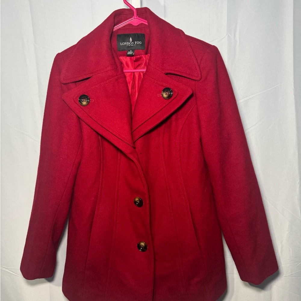 London Fog Women's Red Pea Coat Size S